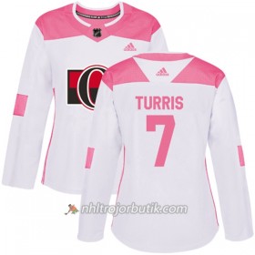 Dame Ishockey Ottawa Senators Tröja Kyle Turris 7 Adidas 2017-2018 Vit Rosa Fashion Authentic